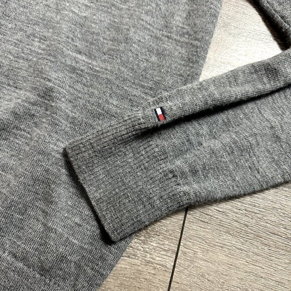 Tommy Hilfiger Pullover Sweater Men Large Premium Cotton Wool Grey - Picture 3 of 6